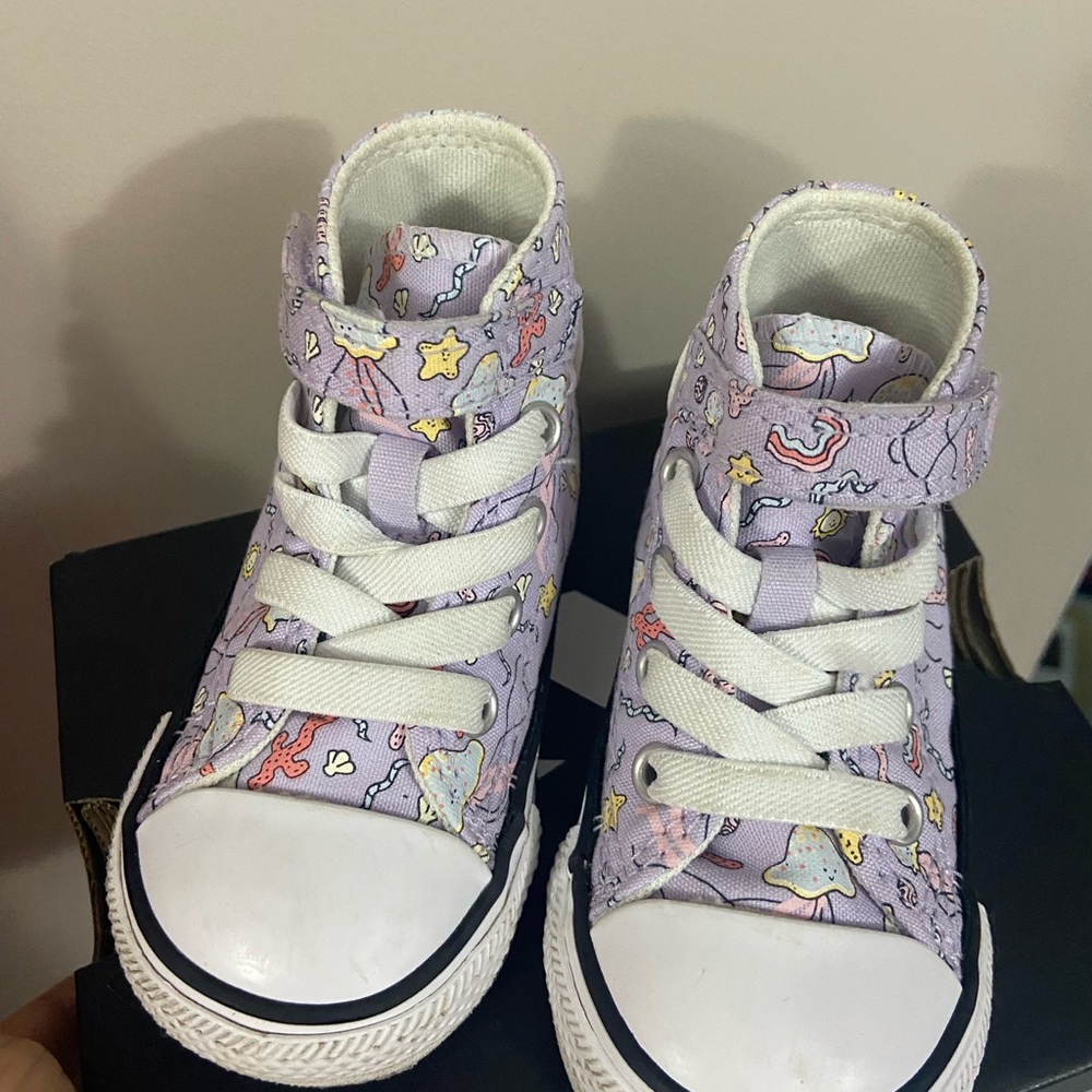 Converse Kids High-Top Sneakers in Purple and White